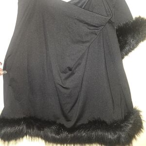 Black Faux Fur Trim Dress